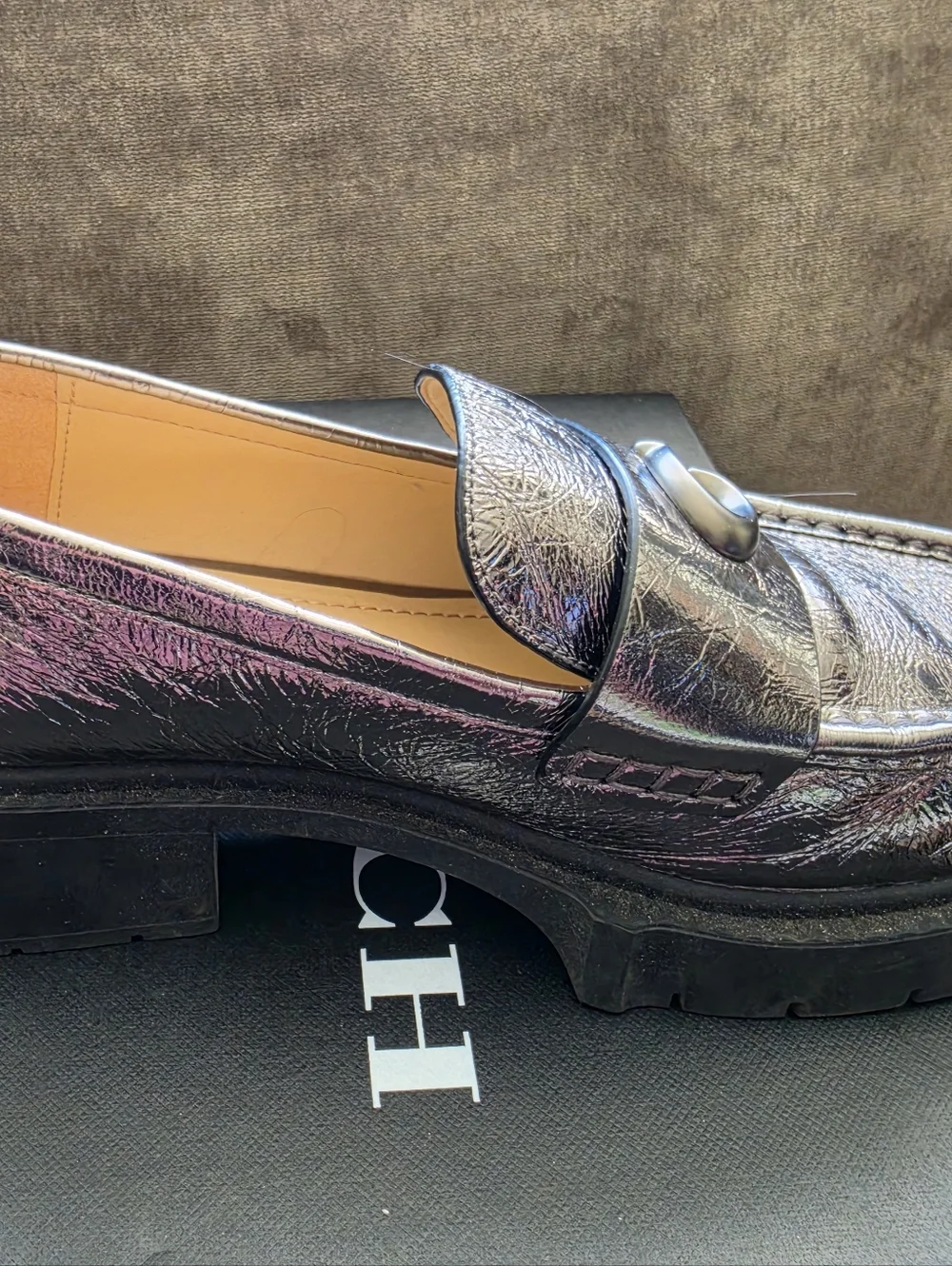 Coach Anthracite Leah Platform Loafers Size 7 - Picture 5 of 8